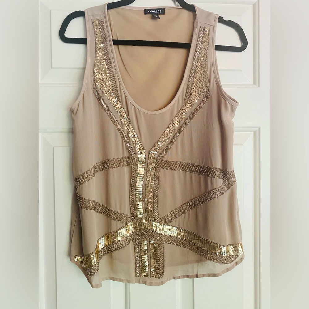 Sequin sleeveless blouse